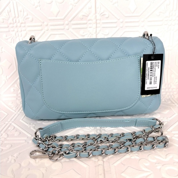 NWT Badgley Mischka‎ Baby Blue Crossbody Purse w/Metal and Pearl Strap - Picture 8 of 8